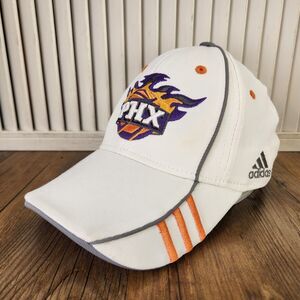 VTG Adidas Phoenix Suns NBA Hat Cap White Gray Orange Official Team Headwear Fit